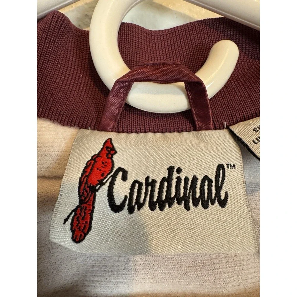 CARDINAL VIDCON 9 Burgundy Satin Bomber Varsity Jacket Embroidered Size Small
